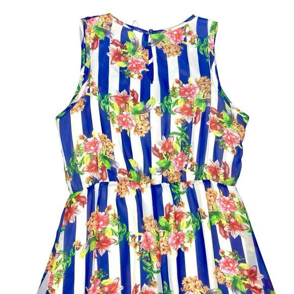 Joy & Co Maxi Dress Women M Blue Lace Embellished Floral Bohemian Beach Summer - Picture 6 of 14